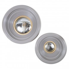 Grey lacquered wood convex mirror